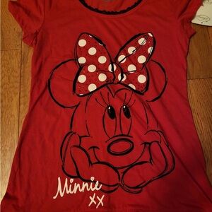 Disney Minnie Mouse red and white sleepwear tee Girls Size 4-6